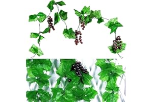 Fyihoxi 2 PCS Künstliche Weinreben mit Trauben, Weintrauben deko, Weintrauben Deko Kunststoff 2,4 Meter, Künstliches Obst Lebensecht für Heim Garten Dekoration, Deko Obst Requisiten