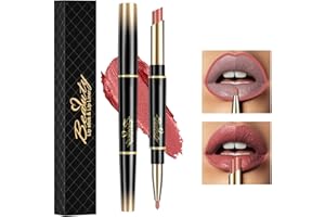 ChaneeHann 2-in-1 Lipstick & Liner, Lip Liner and Lipstick Set, Double Head Matte Lipstick & Lip Liner, Matte Make Up Lip Liners Pencil Waterproof - Shaping Lip Liner Set For Girls (09, Pink Beige)