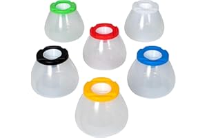 READY 2 LEARN No Spill No Tip Paint Pots | Set of 6 | Spill-Proof and Tip-Proof Containers for Kids | Clear, Cone-Shaped Pots, Coloured Lids and Paint Brush Rests
