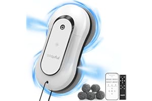 AOQUFUL intelligenter Fensterputzroboter, elektrischer Fensterputzer mit Dual-Wasserspray, automatischer Fensterroboter mit Fernbedienung und App, für Innen- und Außenfenster und Glas,12 Tücher, weiß