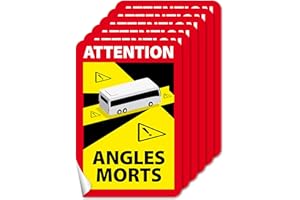 ‎HAGEFOL HAGEFOL Toter Winkel Attention Angles Morts Wohnmobil Aufkleber - 17 x 25 cm, 6 Stück - Luftkanalfolie: blasenfrei verkleben, Totwinkel Aufkleber Frankreich (für Bus/Wohnmobil)