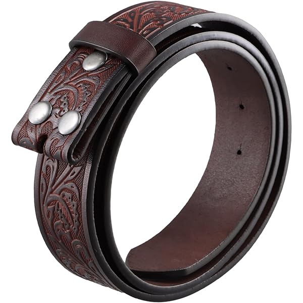 Cinturón De Cuero Troquelado Shenky - Patrón Perforado, 4 Cm De Ancho - Hebilla De Alta Calidad Para Hombre Y Mujer
