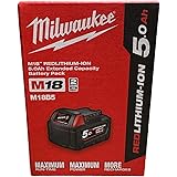Milwaukee Batteria M18B5 5.0Ah Rossa e Nera Ioni di Litio
