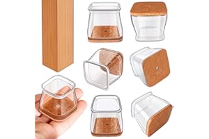 RUSIDO 20 Piezas Protector Patas Sillas Cuadrados, Tacos para Patas de Sillas, Protección para Silla de Silicona (Talla L: Apto con Lados de 27–39 mm), Antirrayaduras y Antirruido, Protegen el Suelo
