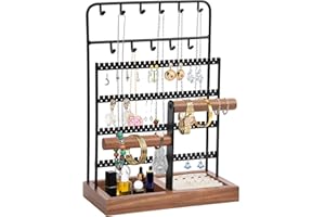 Menchy Jewellery Stand, Jewellery Organiser, 7 Tiers Jewellery Organiser Stand With 11 Hooks, Jewelry Stand Holder for Rings, Earrings, Necklaces, Bracelets, Watches, Gift