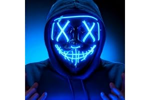 YOUBST Halloween Masken LED, Horror Halloween Maske Kinder & Erwachsene, Gruselmaske mit 4 Mod, Leuchtmaske Hallo ween Gesicht aus PVC für Karneval Party Kostüm Cosplay Dekoration