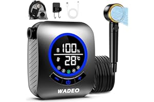 ‎WADEO WADEO Przenośny prysznic z pompą, 8000 mAh, akumulator kempingowy z wyświetlaczem LED, wąż szybkozłączki, 4 tryby rozpylania, wodoszczelna pompa kempingowa IPX8, do wędrówek, kempingu, podróży