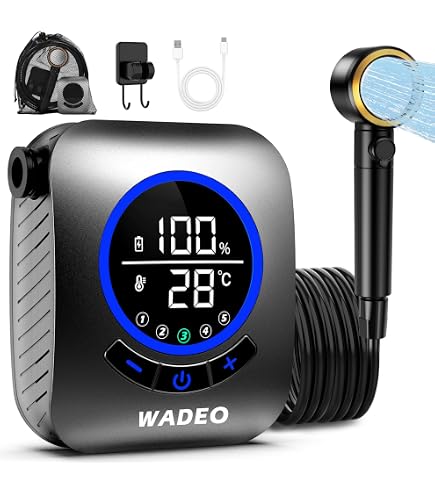 URPRO Soffione Doccia Portatile da Esterno, Pompa Doccia, batterie Ricaricabili USB Rimovibili, per Campeggio, Escursionismo, Pulizia Animali Domestici, Doccia per Animali Domestici, Lavaggio Auto