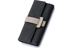 PAULO SERINI® Portafoglio Donna Large | Portamonete con 9 scomparti per carte di credito e tesserino per foto | Elegante borsa con tasca con cerniera a lampo | Morbida e 100% pelle vegana