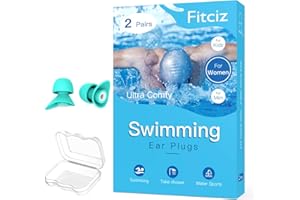 Fitciz Bouchons d'Oreille De Natation pour Adultes - Boule Quies Piscine pour Hommes Femmes - Avec Étui pour Nageurs - Confortables Imperméables (Taille Femme, 2 Paires S+M)
