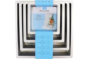 PME - Moules à Gâteaux Carrés 15, 20, 25, 30 cm x 7,5 cm de Profondeur, Lot de 4, Plata