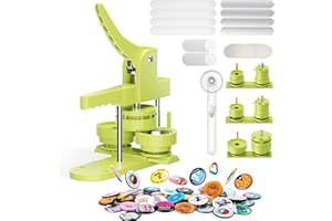 25+32+58mm Máquina de Prensa Insignias Zimiking Push-Pull DIY Máquina Hacer Botones Kit con 100pcs botones metal de 25mm círculo, imagen y cortador juntas para Chapas Alfiler Personalizadas-Verde