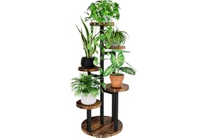 Bamworld Blumenständer Holz Pflanzenständer Pflanzentreppe Pflanzenregal Blumentreppe Outdoor Wetterfest etagere 5 etagen Braun Balkon Deko Orchideenerde