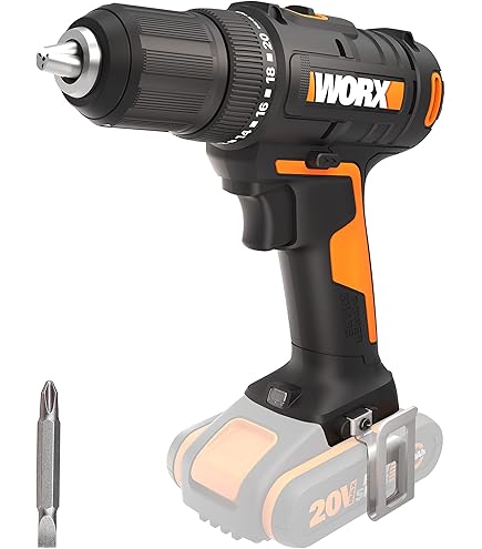 WORX WX175.9 Accuschroefboormachine, 20 V, borstelloze accuschroevendraaier zonder accu ohne Akku zwart/oranje