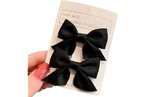 KERTFGOKU 2 Pezzi Mollette a Coccodrillo per Capelli con Fiocco in Gros-grain Accessori per Capelli Moda Ragazze Accessori per Capelli Donne Natale Matrimonio Compleanno (Nero)