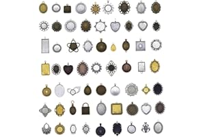 JULIEL Julie Wang 20PCS Mixed Pictures Frames Resin Bezel Pendant Alloy Cameo Setting 20-65mm Jewelry Making DIY Charms