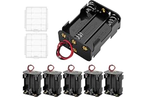 6 Stücke 6x1.5V AA Batteriehalter, KUOQIY 9V Kunststoff Batteriehalter Gehäuse mit Drahtkabel, mit 2 Stücke Batteriebox aus Kunststoff