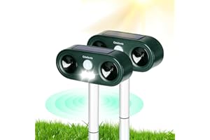 Cowiewie Répulsif Animaux (2 Pièces) Répulsif Chat Power Batterie Répulsif Animaux Ultrasons Étanche Répulsif Chat Solaire pour Jardin Répulsif Ultrasons