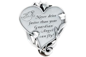 Mageeki Guardian Angel Sun Visor Clip for Cars - Reads Never Drive Faster Than Your Guardian Angel Can Fly, Bless Driving Safety Gift for New Drivers and Car Enthusiasts (Heart-Shaped)