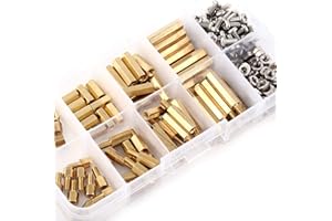 Akozon 200szt M3 Mosiężne podpórki dystansowe, śruby miedziane, śruba Nakrętka Spacer Męski żeński Śruba sześciokątna Asortyment mosiężny (B)