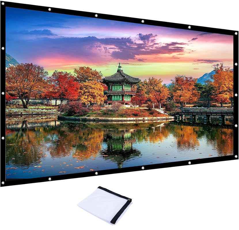 SAVSOL 100 inch Projector Screen,4K 4:3 Portable Eyelet Premium Video Foldable Projection for HD Home Theater Cinema Anti-Crease Indoor Outdoor Office Classroom (203 cm (W) x 152 cm (H))