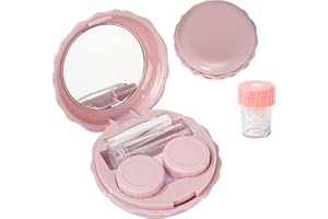 Esdallina Pink Macaron Contact Lens Travel Case with Cleaner Portable Contact Box with Mirror Pinceta Solution Bottle