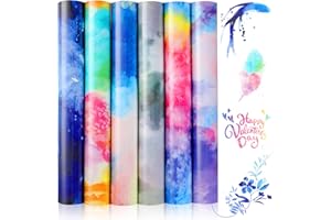 TENARE 6 Blatt Plotterfolie Textil, 25cm x 30cm Bügelfolie für Textilien, Transferfolie Textil Verwendet in DIY T-Shirt (Regenbogen Stil)