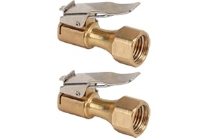 EVTSCAN Mandrino pneumatico con clip, 2 pezzi Mandrino pneumatico con filettatura interna in ottone Connettore per ugello pompa per pneumatici universale per gonfiatori