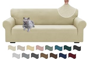 Ystyle Copridivano 3 Posti Con Braccioli, Super Elasticizzato Copri Divano, Copridivano Antigraffio Gatto, Copridivani Antiscivolo Antimacchia, Universale Sofa Cover Moderno, Beige Chiaro