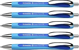 Schneider Slider Rave XB Kugelschreiber 5er Set – Blau, Dokumentenecht, Made In Germany, Fürs Office
