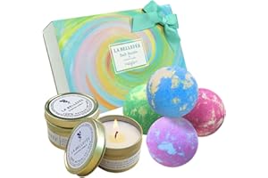 ‎LA BELLEFÉE Badebomben Geschenkset mit Duftkerzen, Natürliche Badekugeln, Geschenk für Muttertag, Frauen, Freundin, Mutter, Perfektes Valentins Gruß Geburtstags Weihnachte Geschenke für Mama, Frau, Freundin