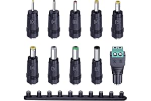 ANLINK 10PCS DC Plug Connectors, Universal AC DC Power Supply Adapter Plug Jack Tips, 2.5x0.7mm/3.0x1.1mm/3.5x1.35mm/4.0x1.7mm/4.8x1.7mm/5.5x1.7mm/5.5x2.5mm/6.3x3.0mm/6.0x4.4mm/DC Barrel Female Connector