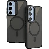 Ehr. Samsung Galaxy S24 FE ile Uyumlu Magsafe Wireless Şarj &Ouml;zellikli Kamera Standlı L&uuml;ks Mat Silikon Kılıf [Lens Koruyucu He