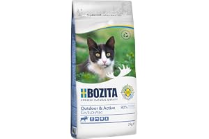 Bozita Outdoor & Active torrfoder för katter med älg – 10 kg – torrfoder med fullkornvete för aktiva och känsliga katter – 30