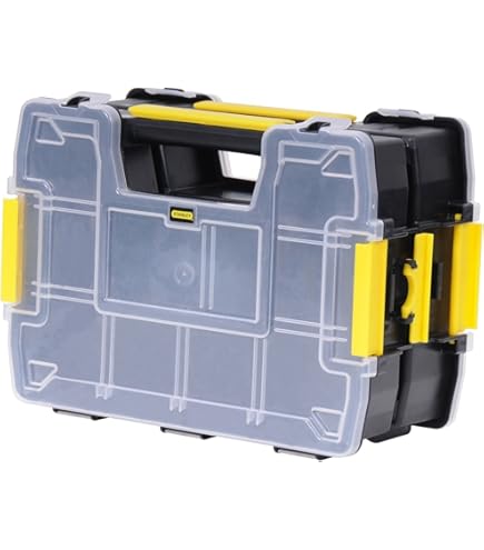 Scatola Organizzatrice TOX 9 Scomparti - Con Coperchio Trasparente, Grigio, 29x18.5x4.6cm | Per Viti, Chiodi, Piccoli Oggetti