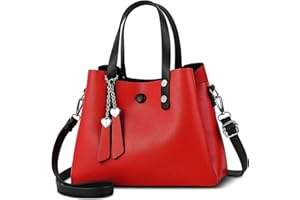 DORRISO Bolsos de Mujer Bolso Moda Mano de Hombro Lindo Colgante PU Cuero Tote Trabajo Escuela Viajes Casual Diario Bolsos Cruzados Rojo