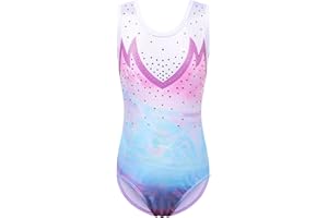 ZNYUNE Leotardo deportivo de una pieza para niñas, color azul, cambia gradualmente, brillante, para danza, ballet, gimnasia, niñas pequeñas