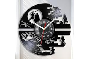 Viiluuxr Vinyl Record Wall Clock 12 Inch Silent Battery Operated Science Fiction Movie Themed Home Decoration with Thanksgiving Non-Ticking Quartz Clock. (SW-01- No LED)