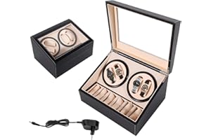 Lightakai Automatische Uhrenbeweger Box, 4+6 Automatik Uhrenbeweger Uhrenbox Leise Uhrendreher Automatikuhren Watch Winder Box mit Klare Fenster und Kissen für Automatikuhren, Armbanduhr