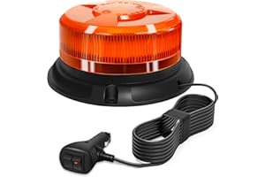 AnTom Lampada rotonda 9 modelli flash Luce LED stroboscopica lampeggiante,12V-24V 3m Cavo Alimentazione Base Magnetica Lampeggiante Auto per Camion Trattore