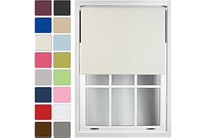 Furnished Blackout Roller Blinds for Windows Custom Made to Measure - Black Out Thermal Fabric Durable Fittings Easy Fit - Roller Blind, Cream, Up To 180cm