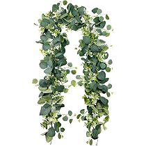 Ghirlande Artificiali di Eucalipto,180 cm 2 Pezzi Artificiali Ghirlanda con Foglie di Salice Verdi Ghirlanda Eucalipto Viti Adatto per Sfondo Decorazione Matrimonio Centrotavola