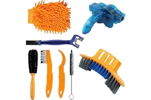 GJNMYSD 8 Pcs Bike Cleaning Brush Kit, Bike Chain Cleaner Multi Tool Bicycle Maintenance Accessories for Chain, Tire, Sprocket, Cycling Corner Stain Dirt Clean, Fits for All Bikes