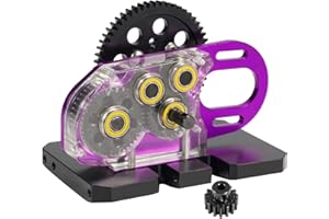 AMK Cambio differenziale trasparente a 2 bassi in scala 1/10, trasmissione LCG, a 2 velocità, con overdrive, per RC Crawler Axial SCX10 II Pro Capra Element Gspeed telaio fai da te (viola)