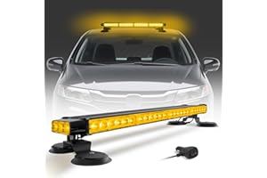 Esoldnic 26.6 Inch 54 LED Strobe Flashing Light Bar Double Side High Intensity Emergency Amber Strobe Lights 12-24V Hazard Warning Beacon with Magnetic Mounts for Car Truck Roof Safety