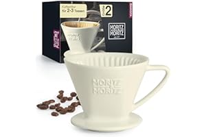 Moritz & Moritz Filtre a cafe en Porcelaine Taille 2 – Filtre à café réutilisable pour un excellent Café riche en arôme – Filtre café pour 2 à 3 tasses - Cafetière Filtre
