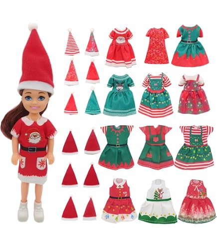 13 Vestiti E Cappelli Natalizi Per Bambole 5 Pollici – Set Completo Di Accessori Fai Da Te