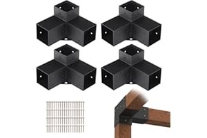 VEVOR Kit Supports de Pergola 4x4 po 10x10 cm Support de Poteau Bois de Menuiserie 4 Supports d'Angle à 3 Voies Base de Poutres Quincaillerie Bricolage pour Tonnelles, Pergolas de Terrasse, Cabanes