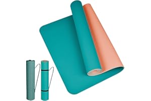 Tappetino Yoga in TPE Ecologico, m MU, Tappeto Allenamento Antiscivolo Doppia Faccia ad Alta Densita Materassino, Impermeabile Dimensione di 183 x 61 x 0.6 cm con Custodia