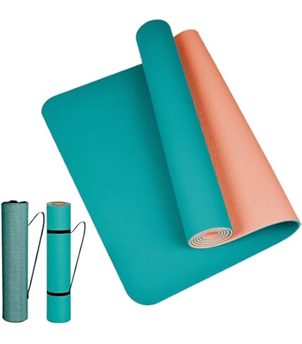 Tappetino Yoga TPE 183x61 Cm - Spessore 6 Mm - Antiscivolo Con Linee Guida - Per Pilates E Fitness - Foto 8